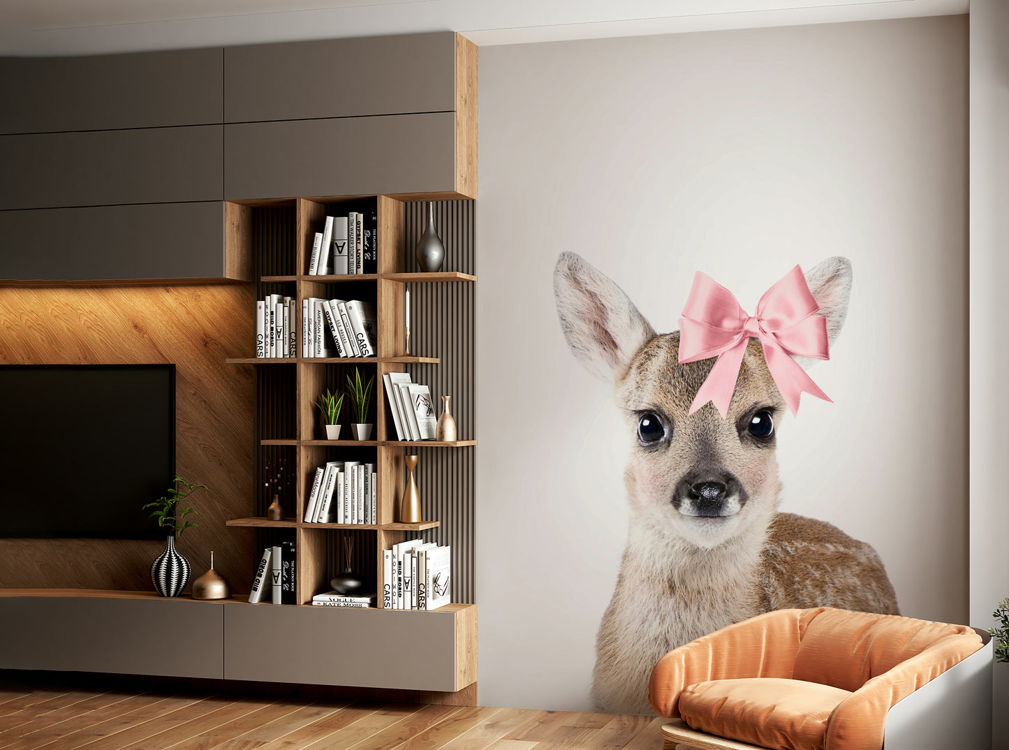 Cute deer mural for toddler or baby nursery

