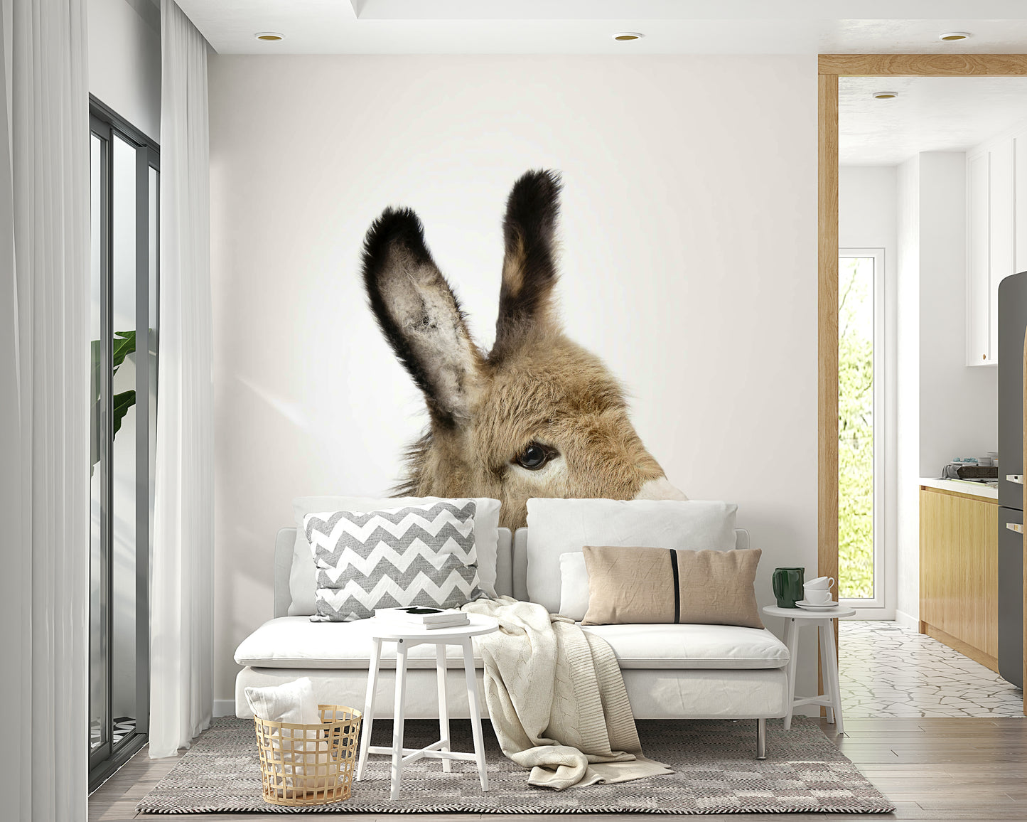 Adorable donkey foal mural for toddlers' room

