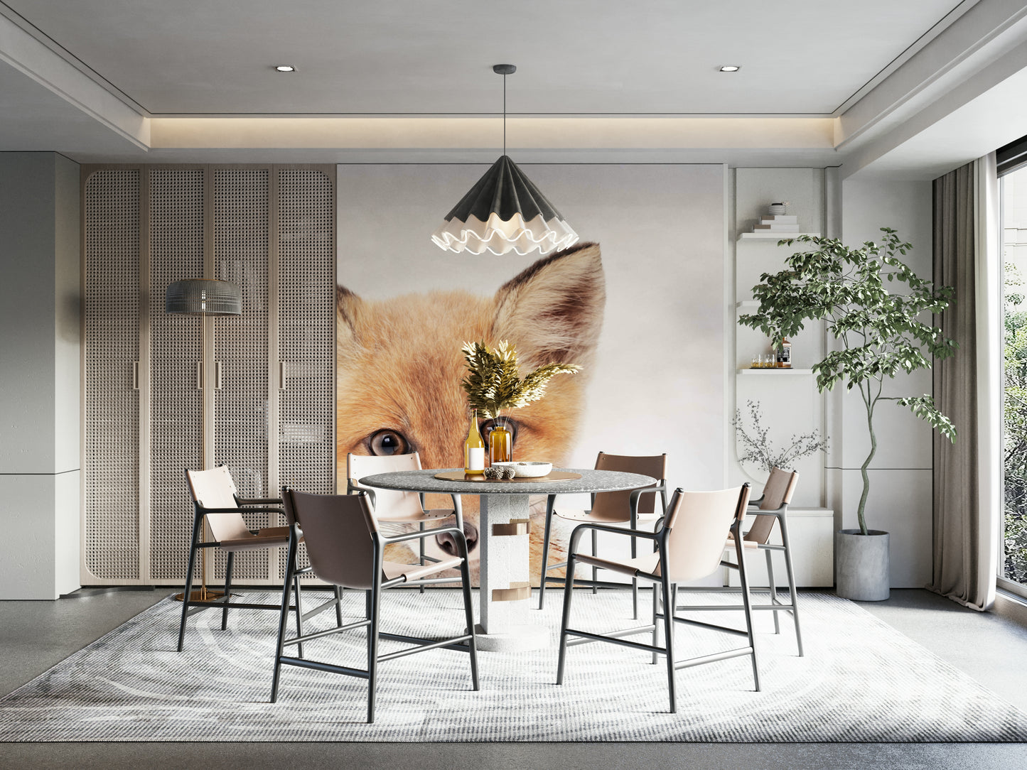 Cute baby fox wall mural for nursery décor

