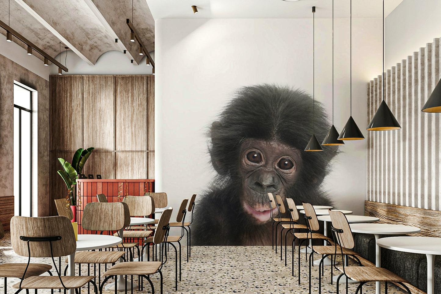 Cute baby monkey wall mural for jungle-themed room

