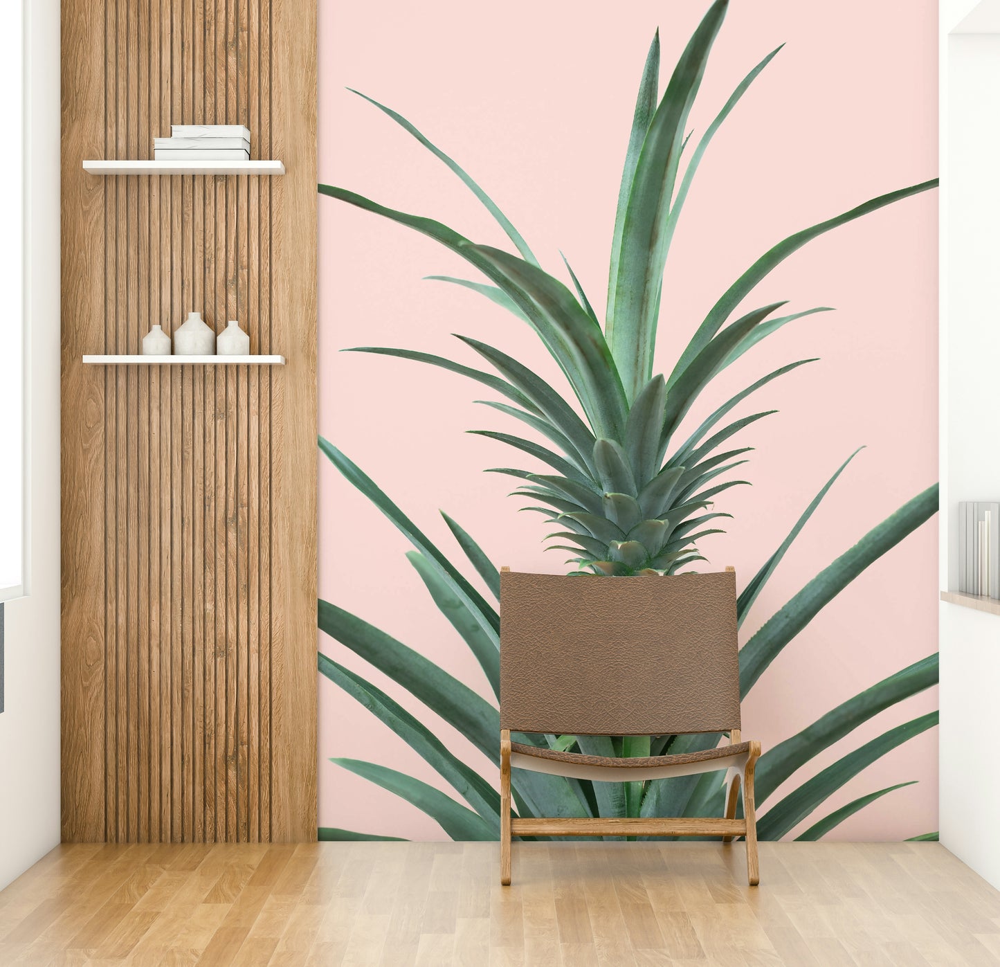 Baby pineapple wall mural with fun, fruity vibes

