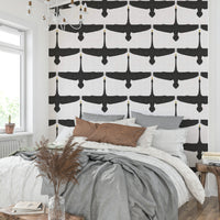 Minimalist gray wallpaper with graceful swans

