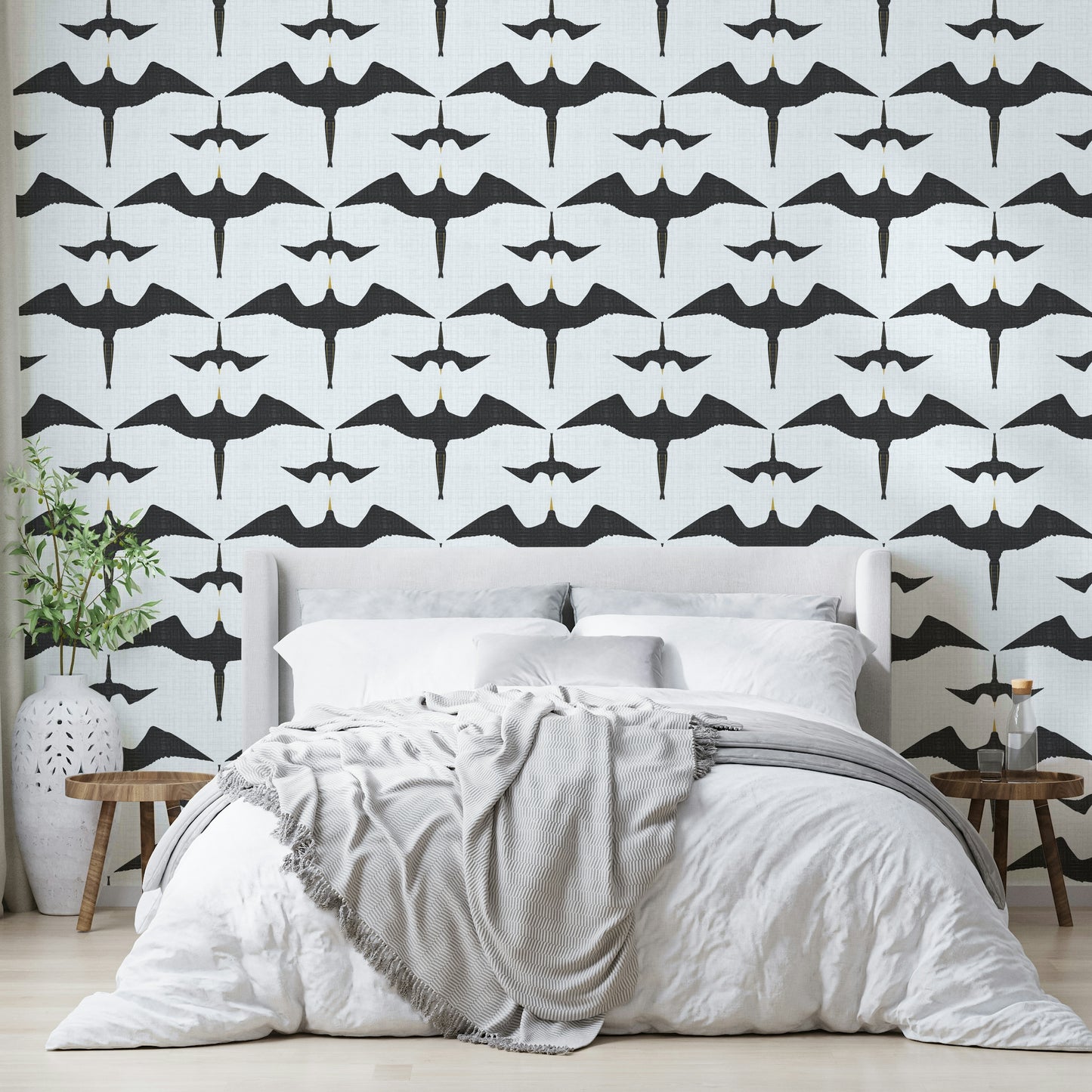 Light and airy wallpaper with flying frigatebirds

