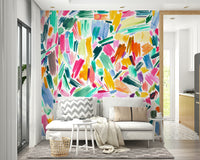 Energetic brush pattern mural for modern interiors


