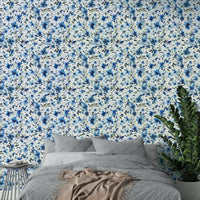 Summery wall mural with aquatic floral patterns

