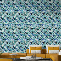 Elegant Art Deco wall design with soft blue hues

