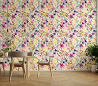 Artistic summer floral wallpaper with bright blooms


