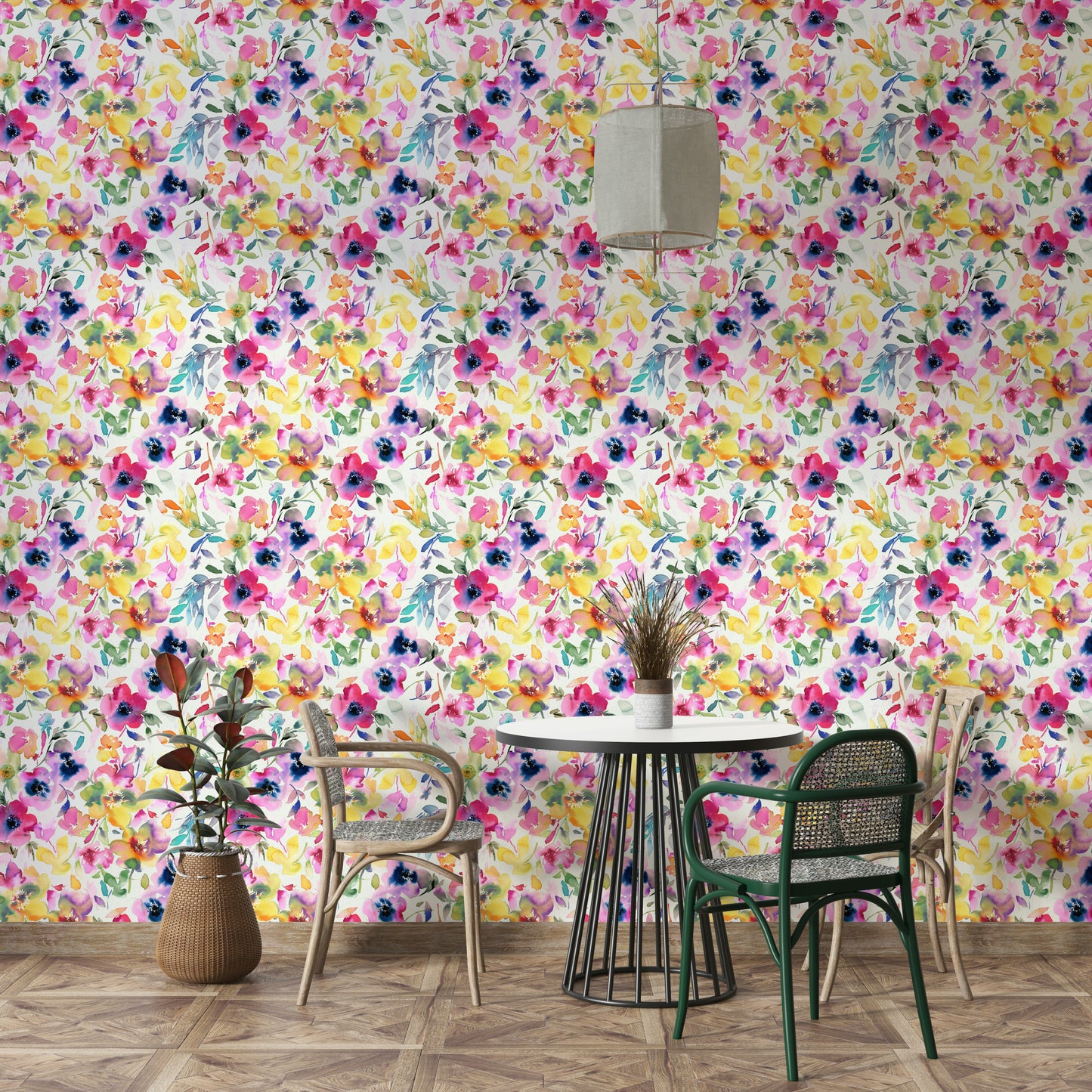 Summer wildflower pattern wallpaper for walls

