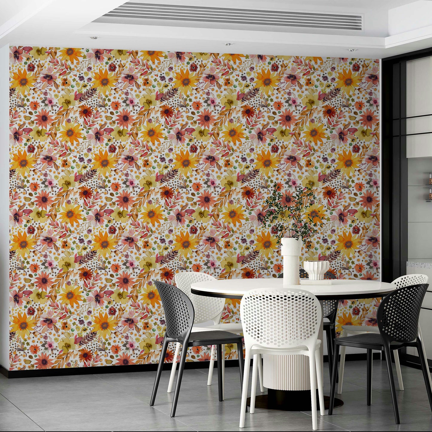 Big Sunflowers Floral Gold Wallpaper⁠