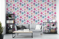 Abstract pink wallpaper with round watercolor shapes

