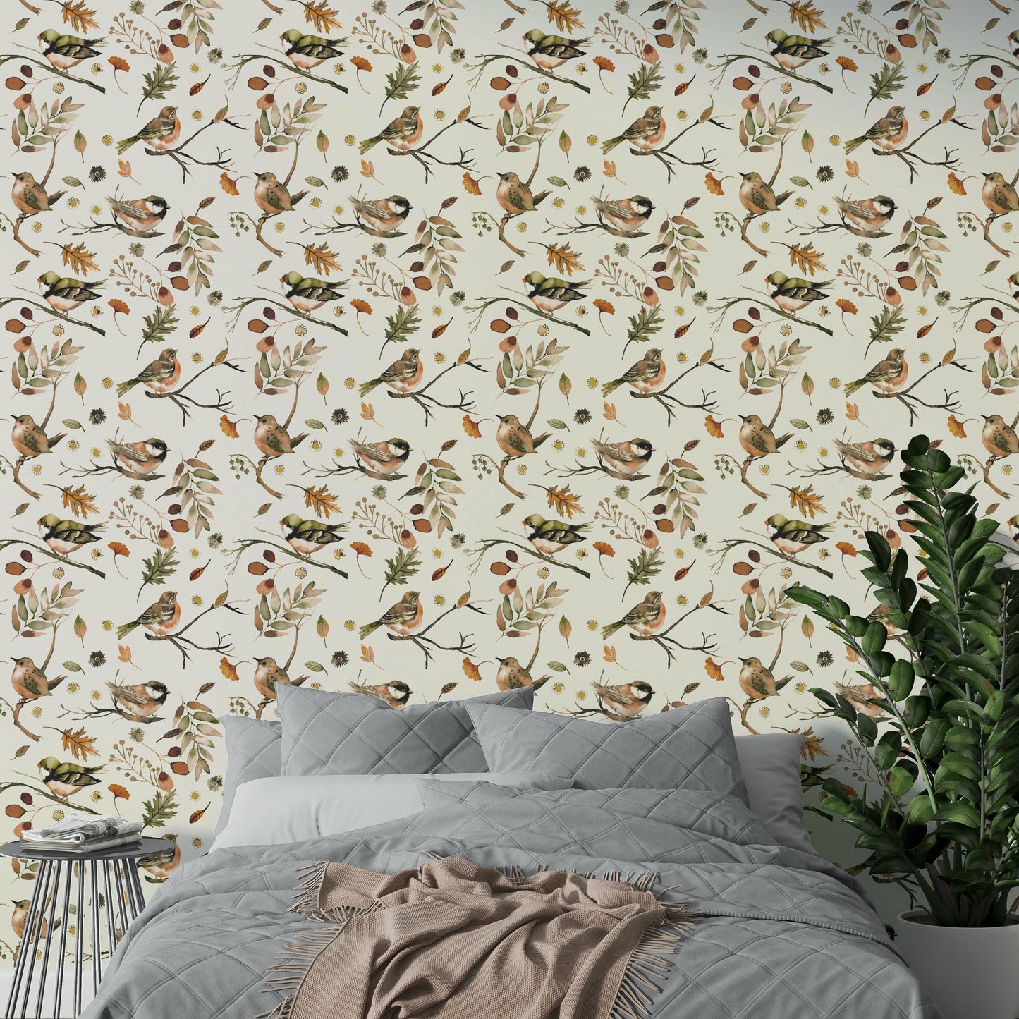 Nature-inspired wallpaper in rustic green tones

