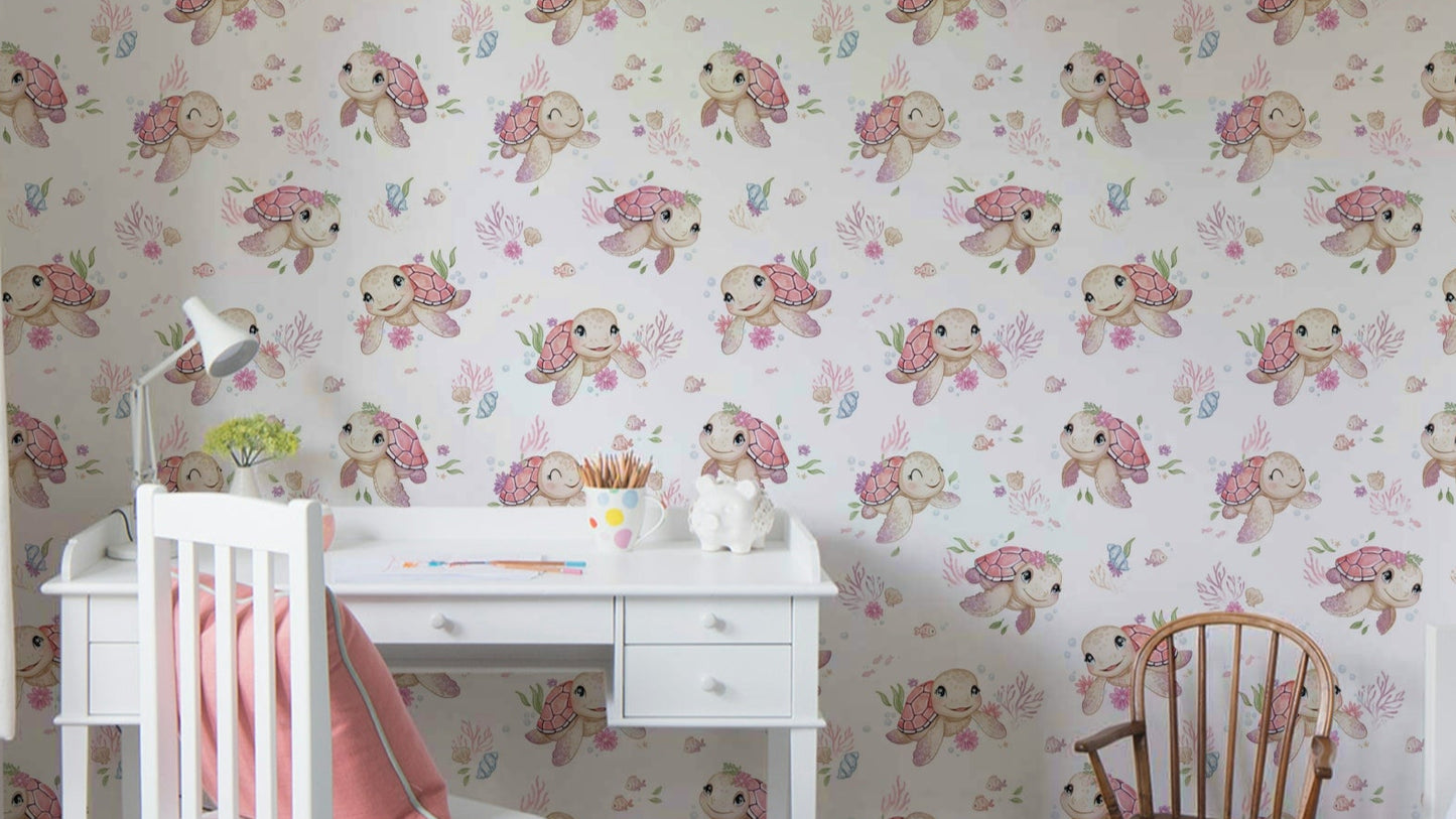 Turtle Tots wallpaper with cute baby sea turtles

