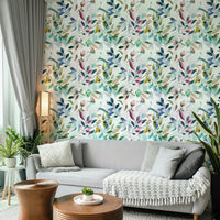 Watercolor foliage wallpaper for natural interiors

