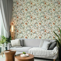 Earth-toned leaf wallpaper for cozy home interiors

