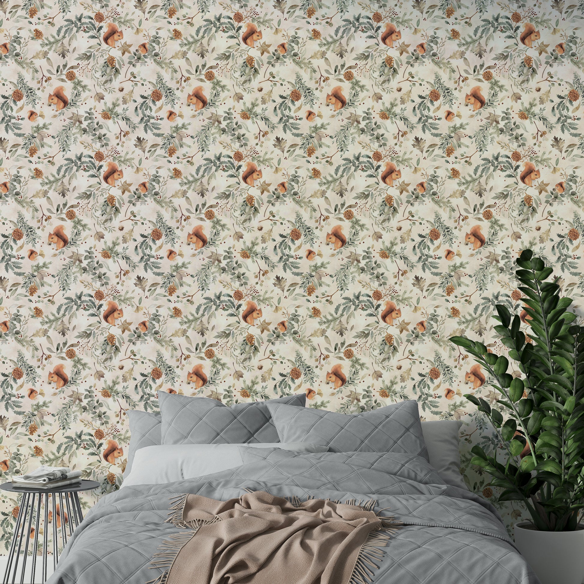 Nature-inspired wallpaper featuring leafy patterns

