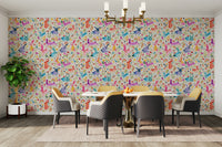 Playroom décor with playful rabbit meadow wallpaper

