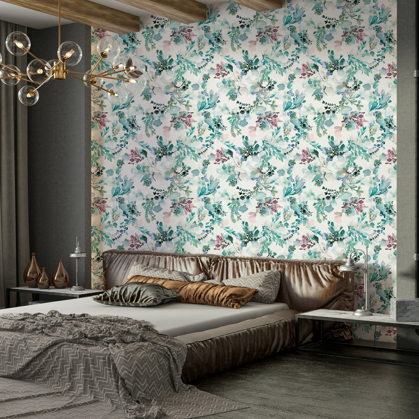 Graceful floral mural with Chinoiserie elegance

