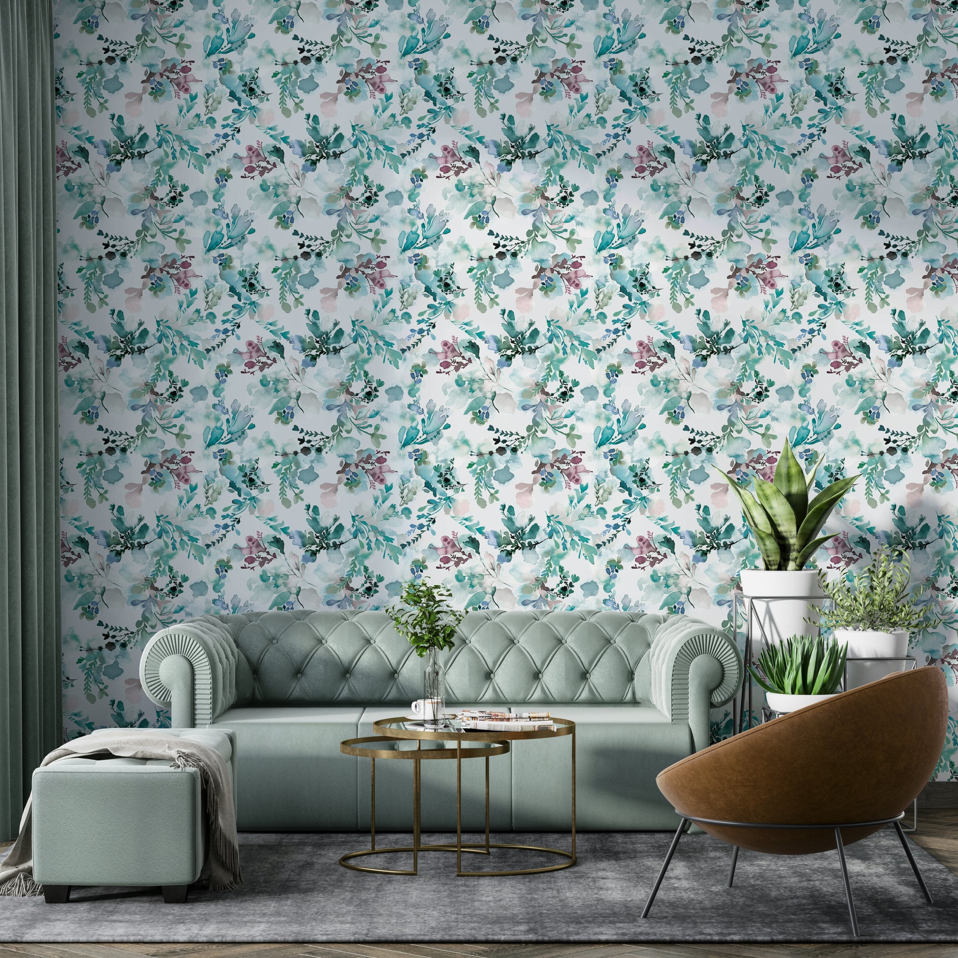Soft pastel Chinoiserie flowers on classic wallpaper

