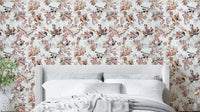 Chinoiserie wallpaper with watercolor flowers

