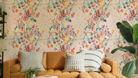 Vintage floral chinoiserie wall pattern

