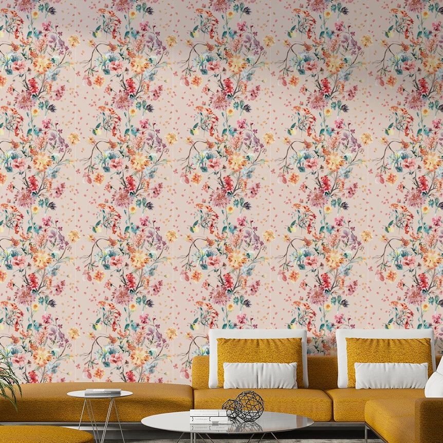 Elegant chinoiserie flower wallpaper design

