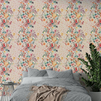 Oriental-style wallpaper with floral motifs

