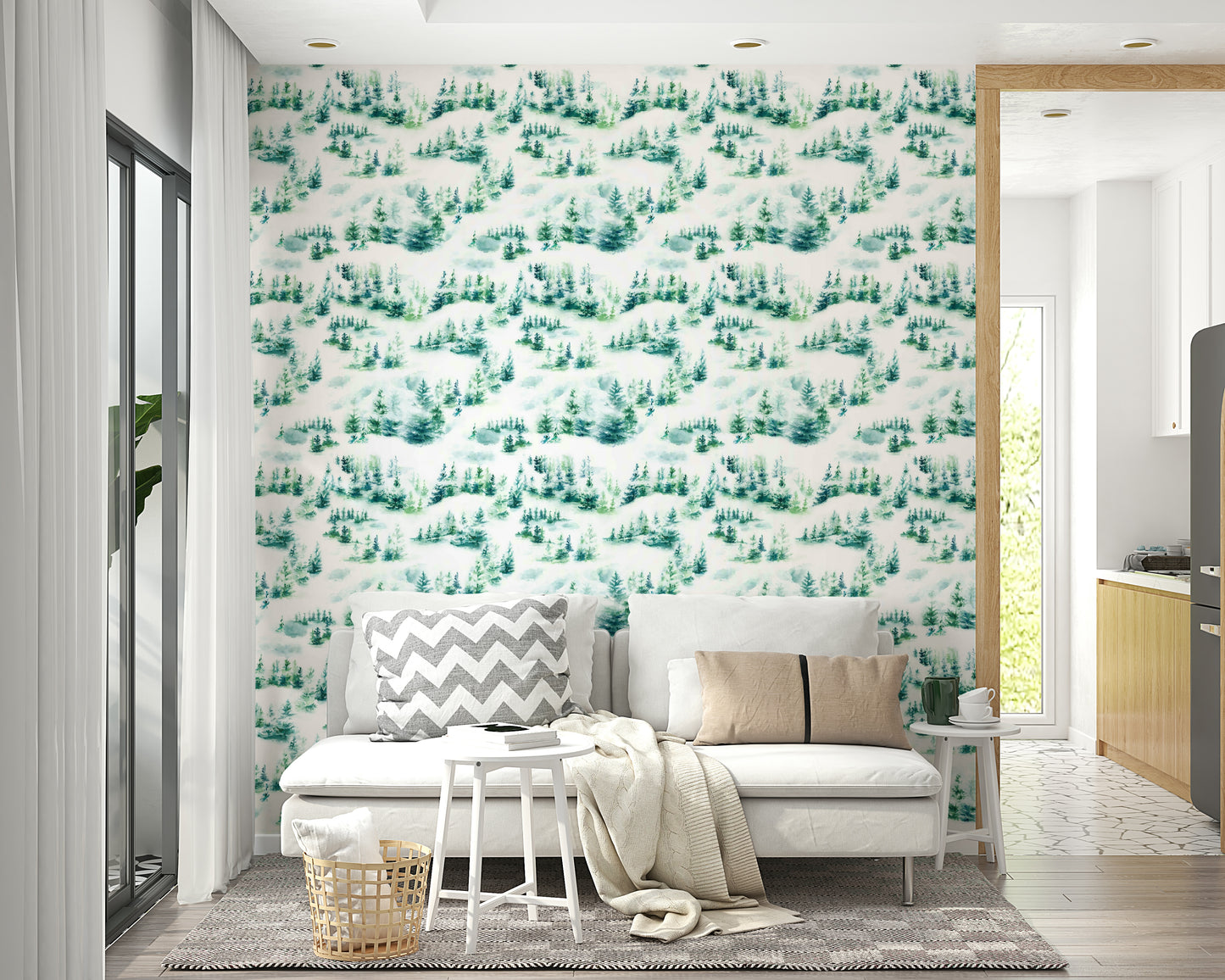 Classic winter forest wallpaper in vintage tones

