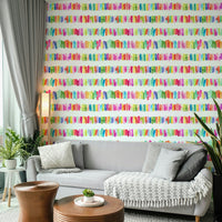 Multicolor striped wallpaper with paint strokes

