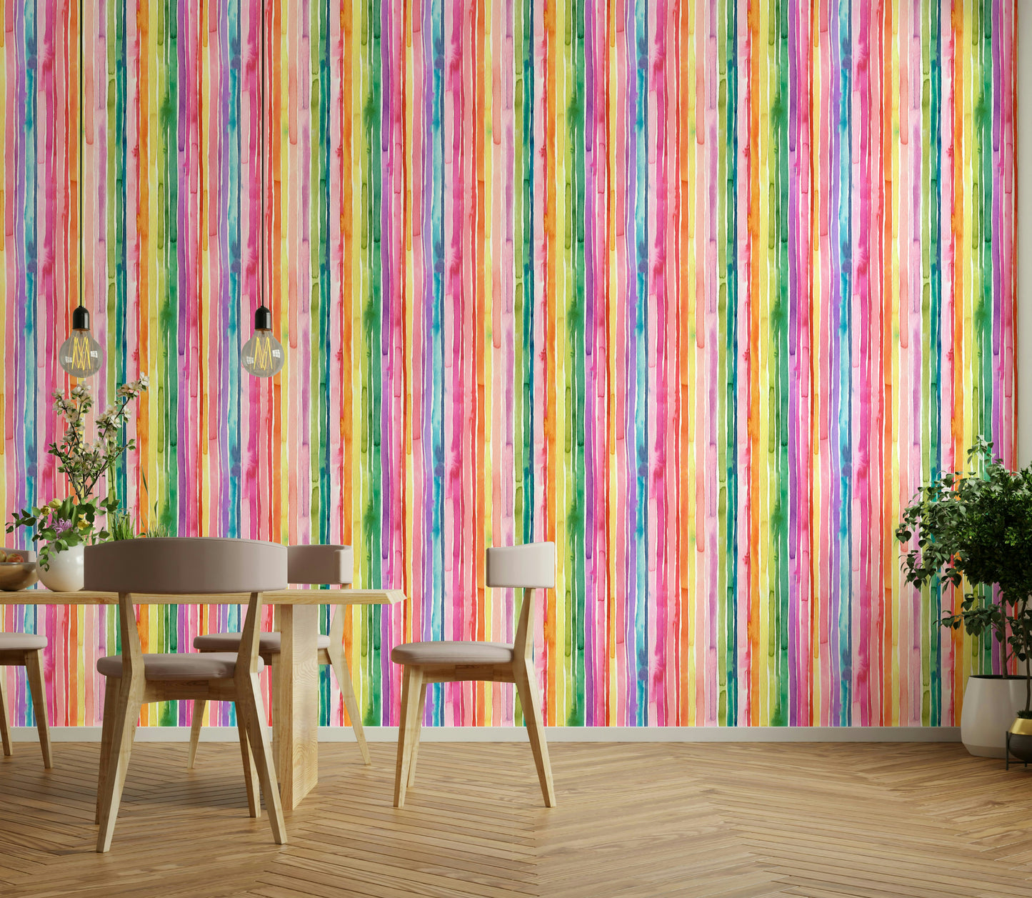 Hand-painted watercolor stripe wallpaper art

