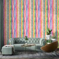 Multicolored watercolor wall stripes decor

