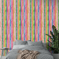 Watercolor vertical wall stripes in vivid hues

