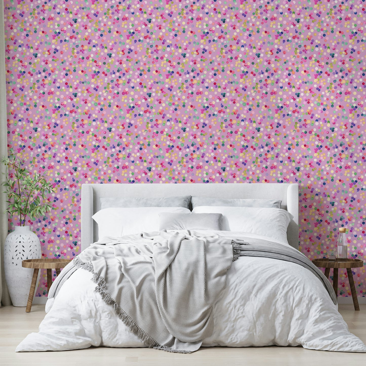 Confetti Festive Colorful Dots Pink Wallpaper⁠
