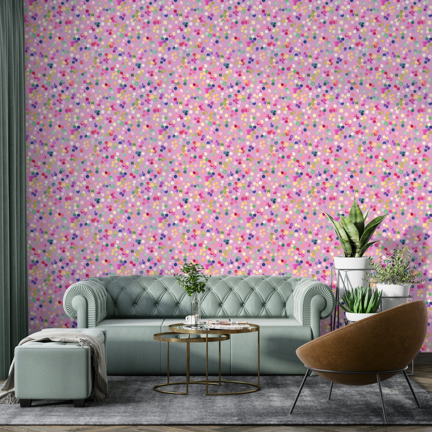 Confetti Festive Colorful Dots Pink Wallpaper⁠