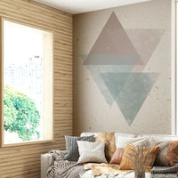 Artistic wall mural with clean, calming geometry

