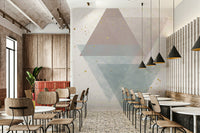 Abstract wall mural with balanced geometric patterns

