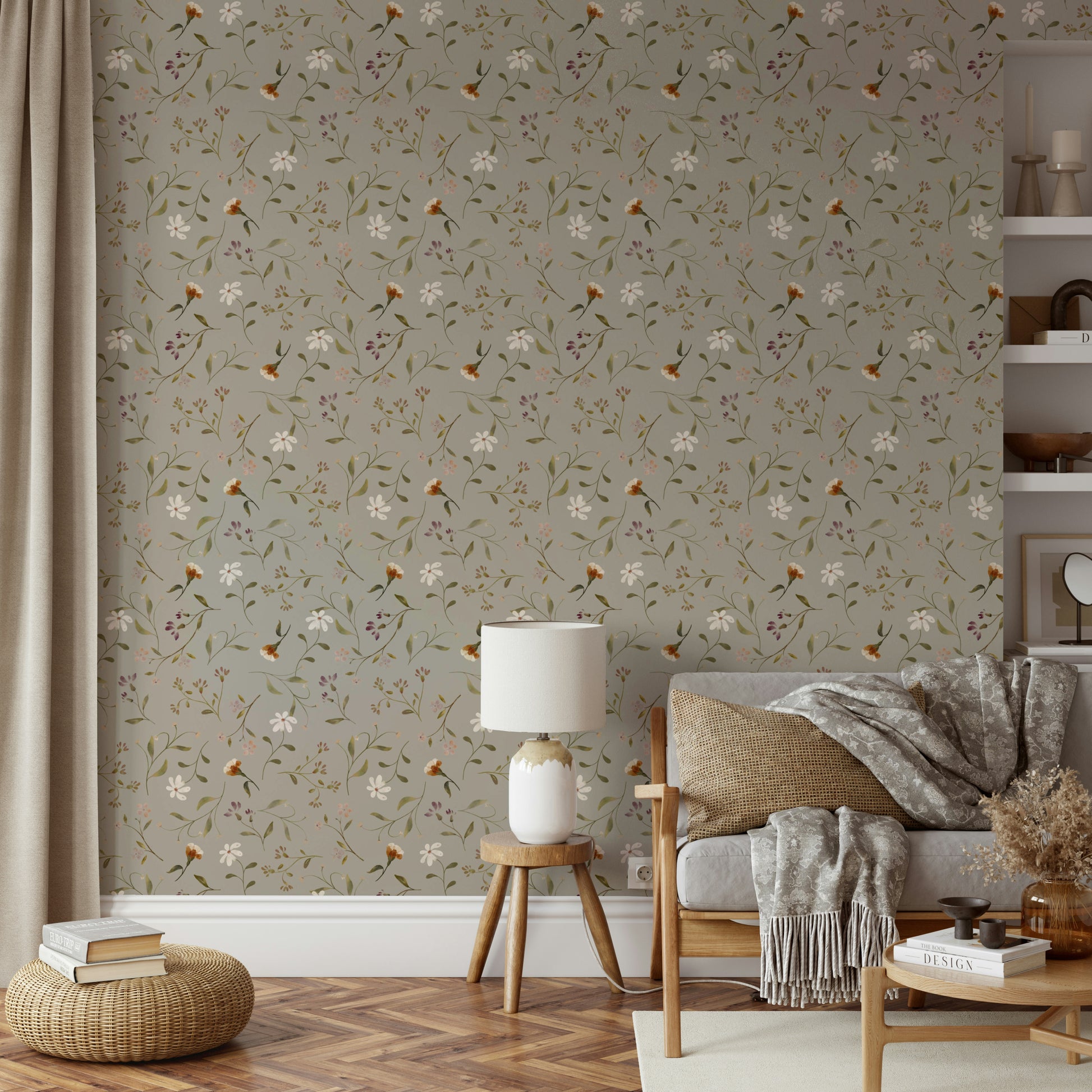 Elegant bedroom wallpaper with blooming petals

