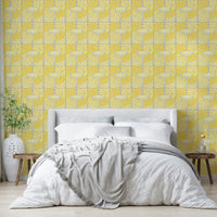 Golden-toned floral wallpaper for cottage style

