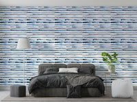 Artistic indigo stripe wallpaper for modern decor

