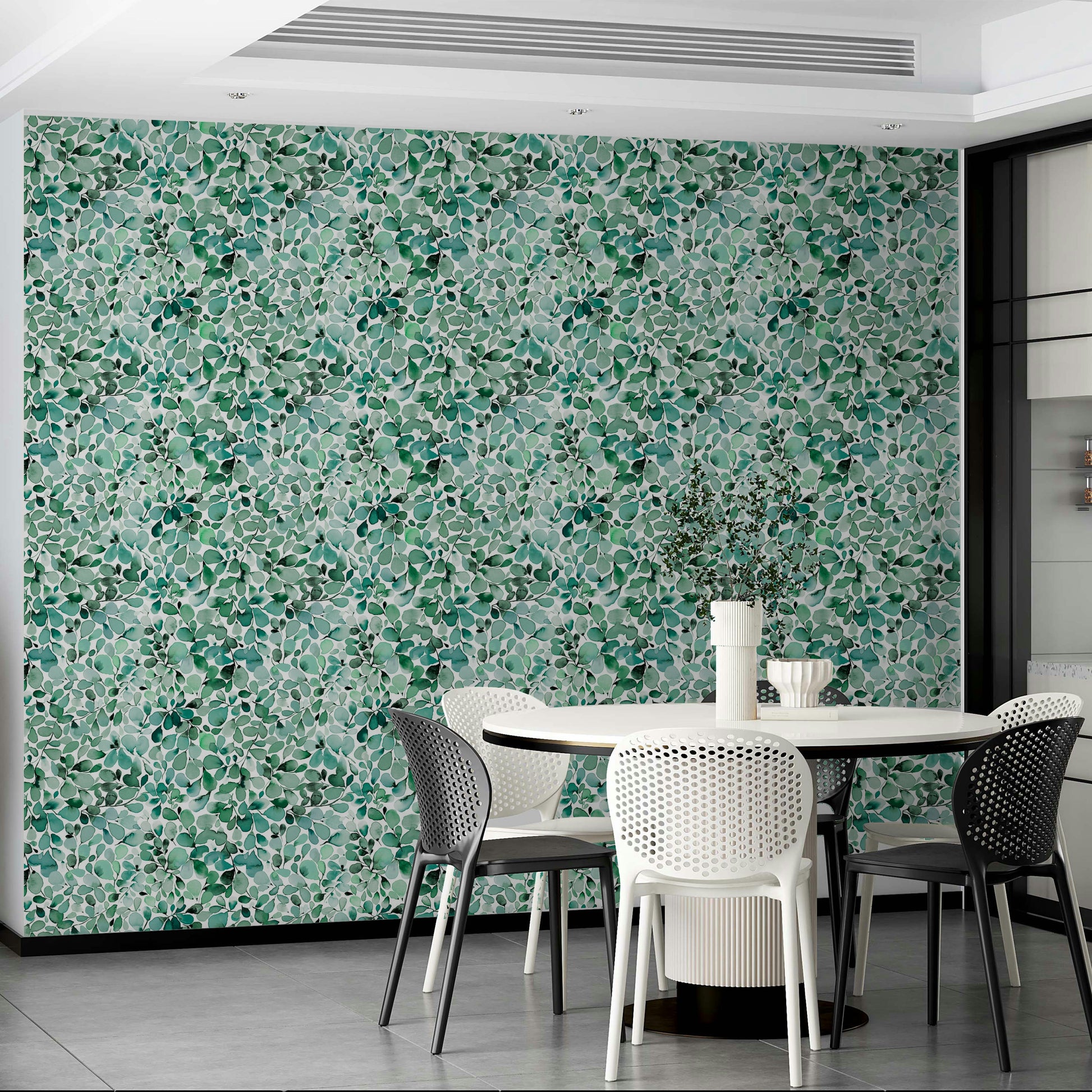 Nature-inspired wallpaper with jungle eucalyptus leaves

