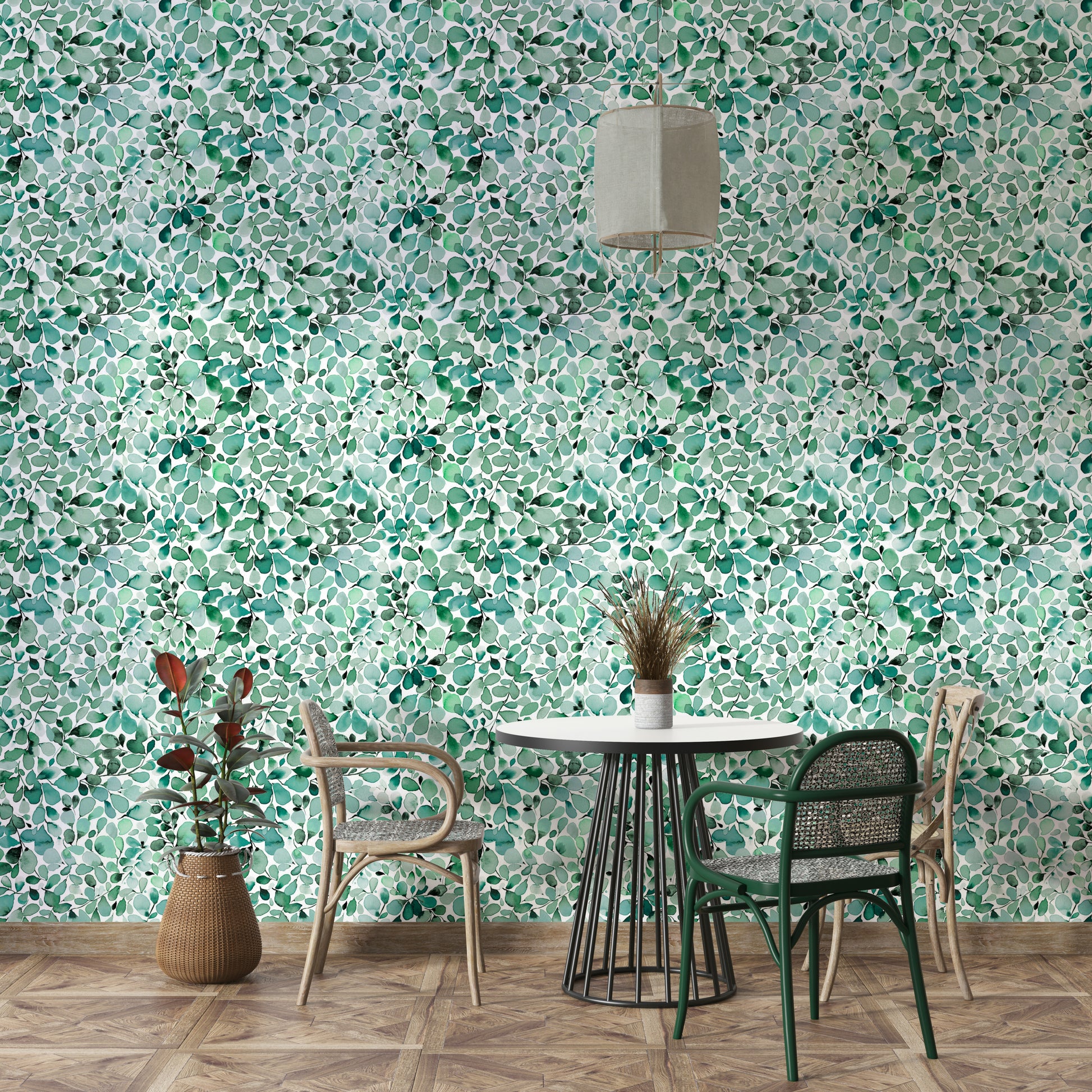 Wild greenery wallpaper with eucalyptus foliage

