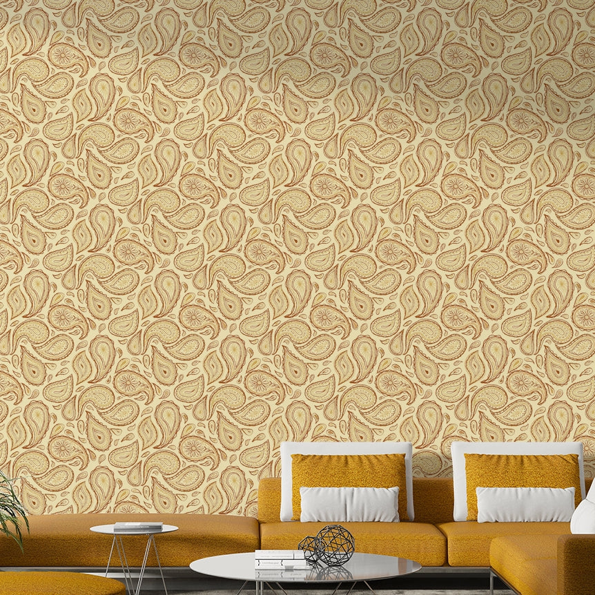 Warm autumn paisley wallpaper with rich tones

