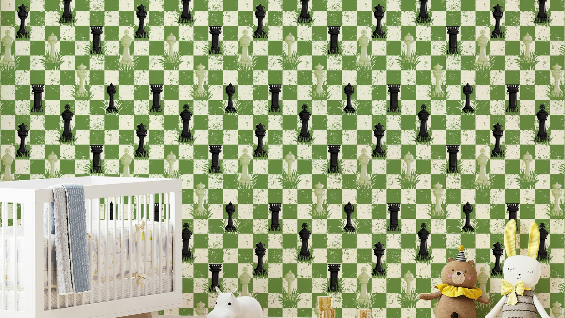 Outdoor chess wallpaper with green grass background

