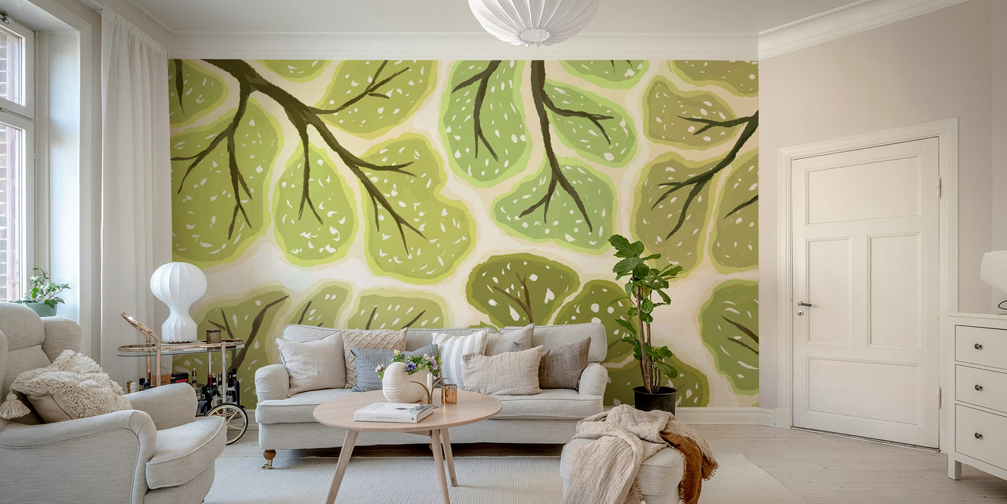 Unique tree canopy mural inspired by crown shyness

