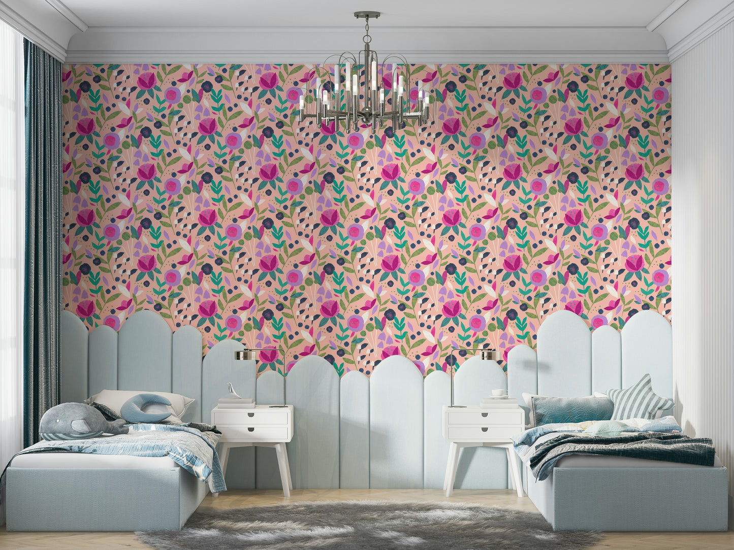 Paper-style floral wallpaper for modern rooms


