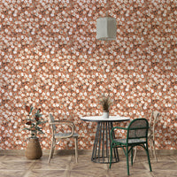Terracotta flower wallpaper for earthy interiors

