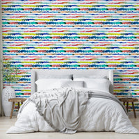 Blue wash stripe wallpaper with soft transitions


