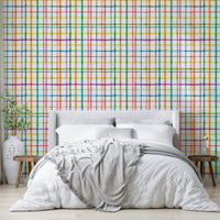 Modern plaid wallpaper in blended watercolor style

