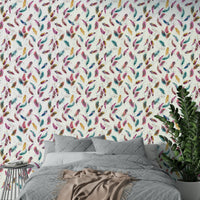 Pastel feather wallpaper for whimsical interiors

