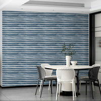 Watercolor stripe wallpaper with ocean-inspired hues

