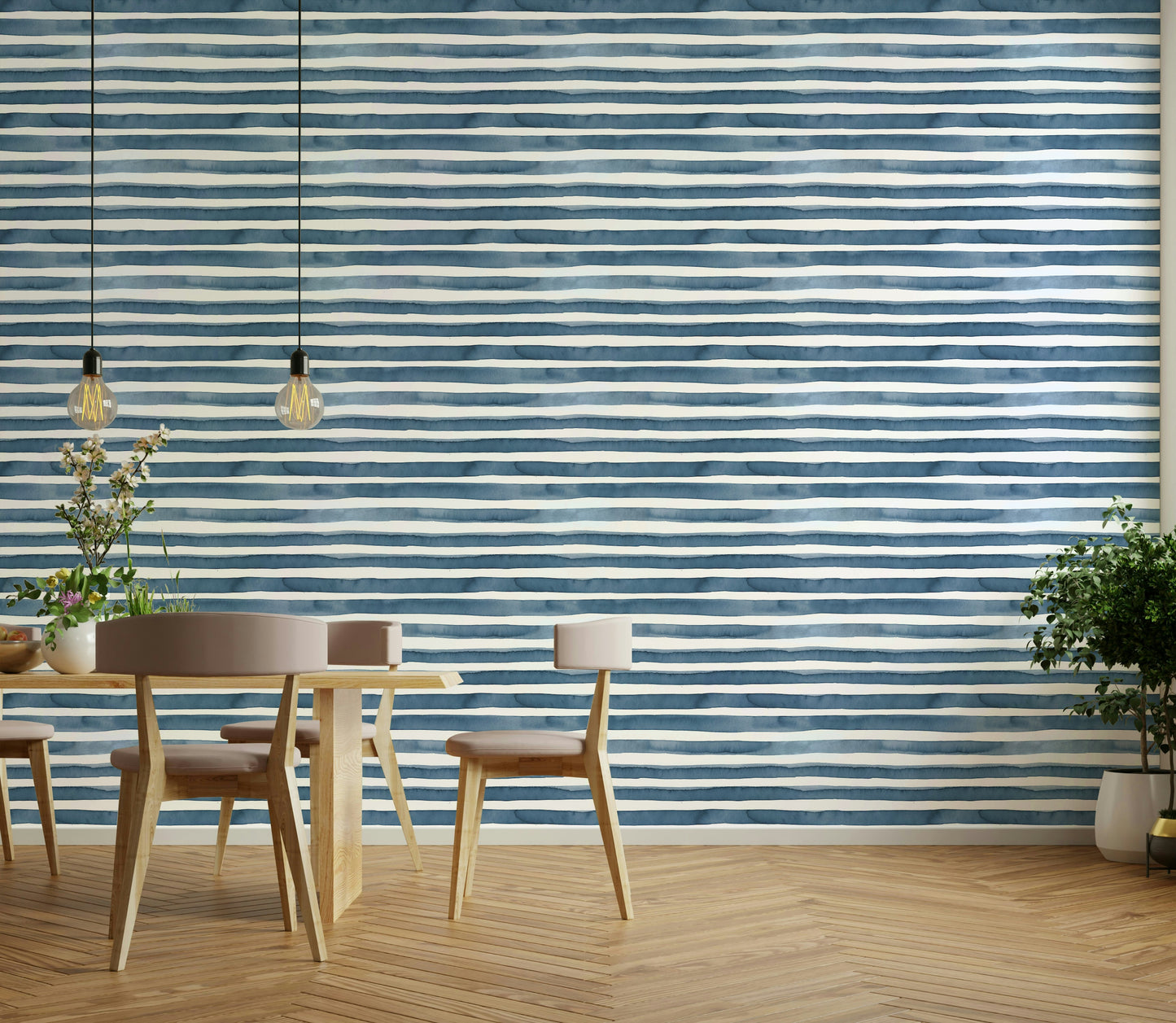 Nautical-inspired watercolor stripes in marine tones

